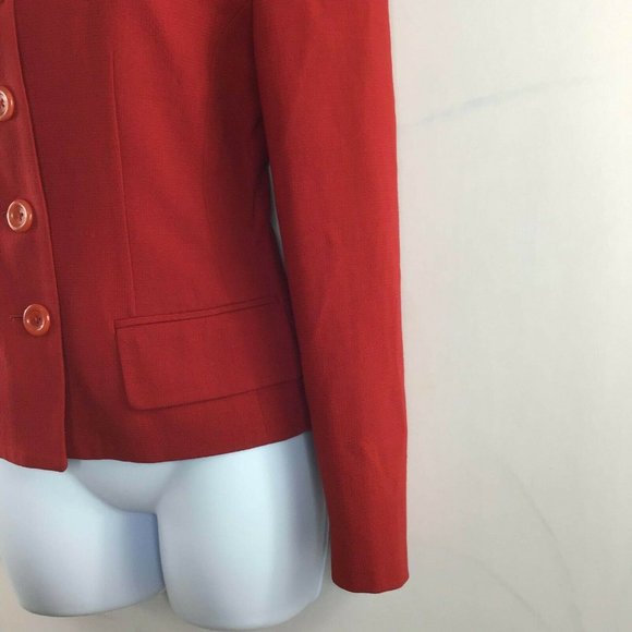 Banana Republic Womens Red Four Button Suit Jacket Front Pocket Casual Size 4 - Picture 4 of 8